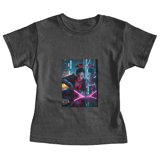 Cyberpunk Samurai Girl Baby Tees