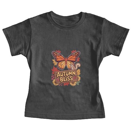 Autumn Bliss Butterfly Squirrel Leaves Fall Vibes Baby Tees