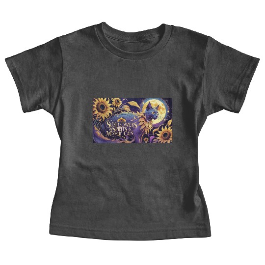 Celestial Cat Among Sunflowers and Moonlit Night Baby Tees