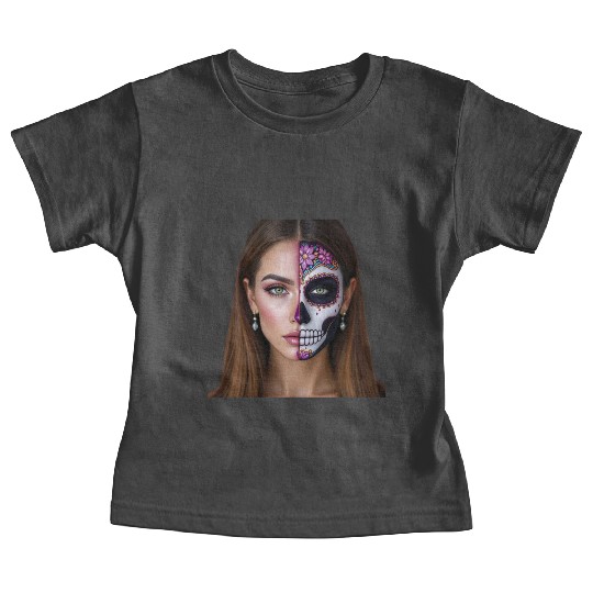 Day of the Dead Sugar Skull Face Art Baby Tees