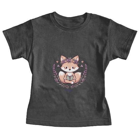 Cute Fox Virgo Reading with Floral Crown Baby Tees
