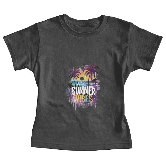 Tropical Sunset Summer Vibes Design Baby Tees