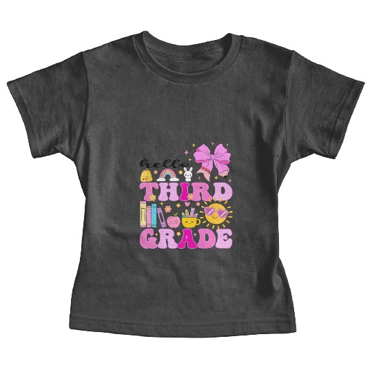Hello Third Grade, Preppy Back to School Baby Tees