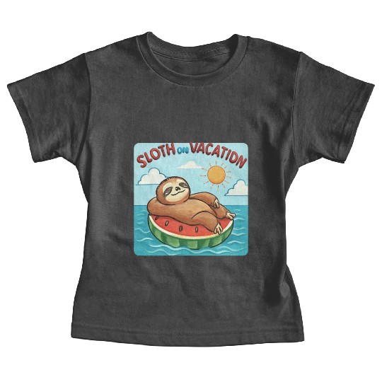 Sloth on Vacation – Watermelon Pool Float Baby Tees