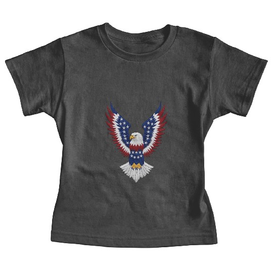 American Bald Eagle with USA Flag Wing Art Design Baby Tees