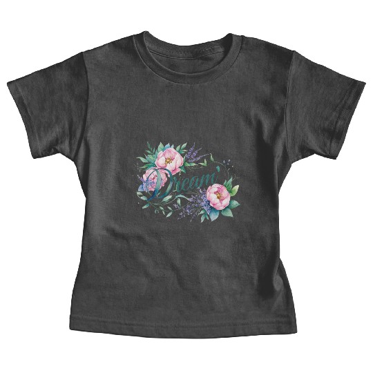 Elegant Floral 'Dream' Typography Design Baby Tees
