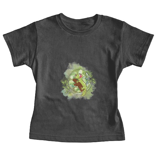 Whimsical Frog on Branch Illustration Baby Tees