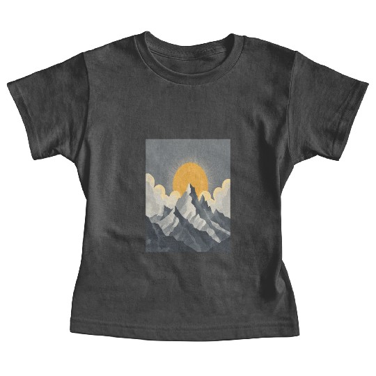 Majestic Mountain Sunrise – Minimalist Nature Land Baby Tees