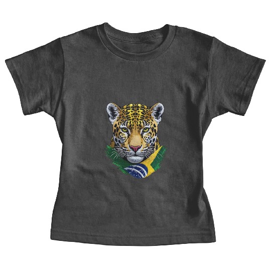 Brazil Jaguar Head Green Yellow Blue National Flag Baby Tees