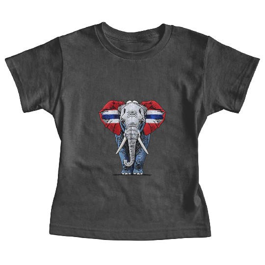 Thailand Elephant Red White Blue National Flag Cul Baby Tees
