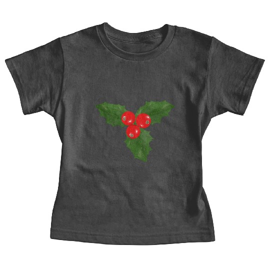 Christmas Holly Leaf and Berry Design Baby Tees