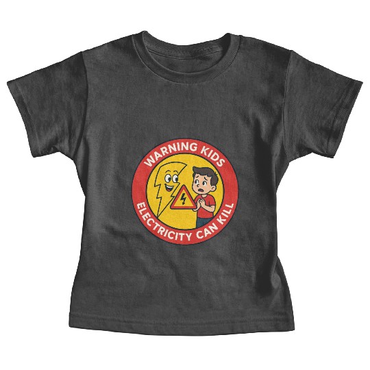 Warning Kids Electricity Safety Badge Baby Tees