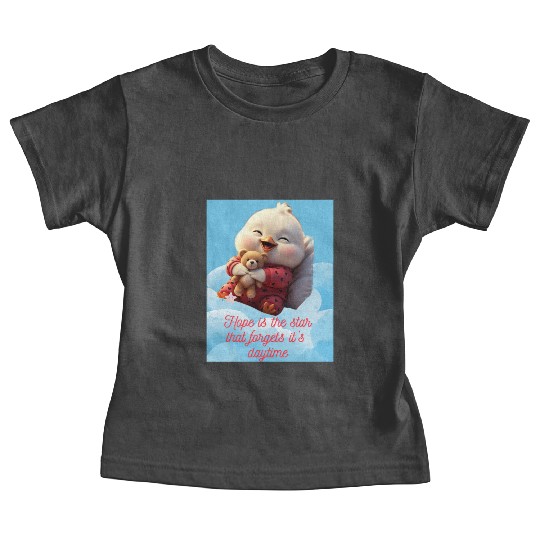 Whimsical Baby Duck with Teddy Bear Baby Tees