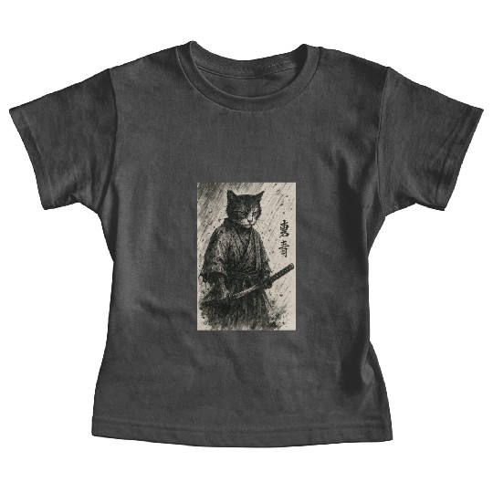 Samurai Cat Warrior Vintage Japanese Art Design Baby Tees