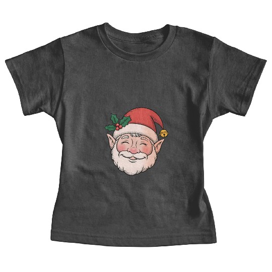 Festive Santa Elf Face Design Baby Tees