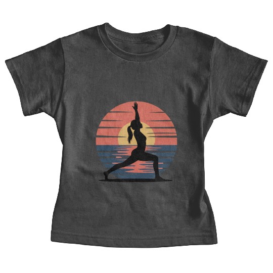 Sunset Yoga Silhouette Design Baby Tees