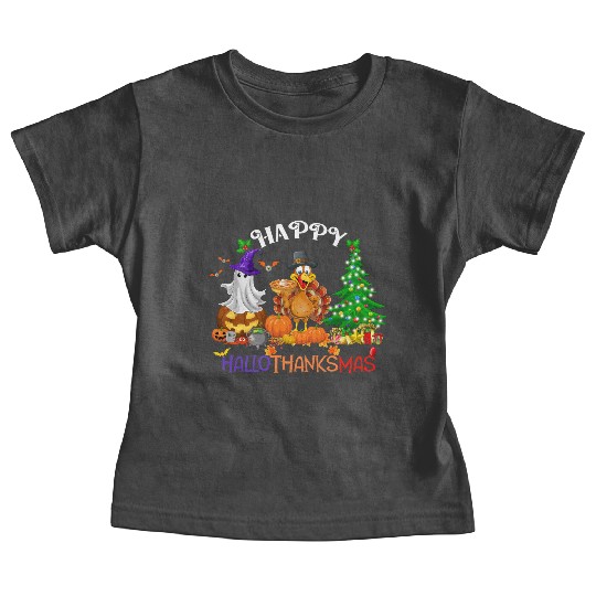 Retro Happy HalloThanksMas  Baby Tees