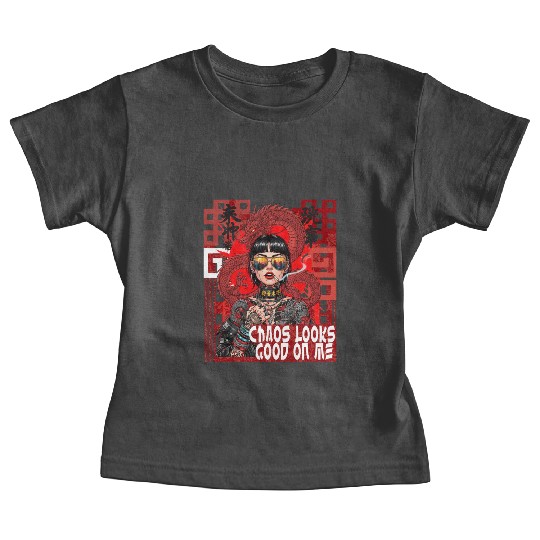 Cyberpunk illustration of a powerful young woman Baby Tees