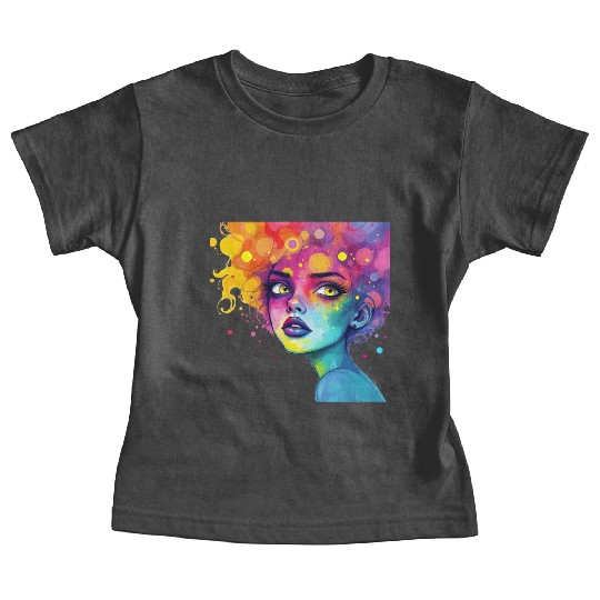 Vivid Neon Fantasy Woman Artwork Baby Tees