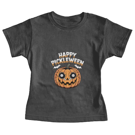 Pickleween Pickleball Player Halloween Pumpkin Baby Tees