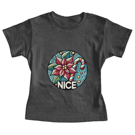Festive Poinsettia Holiday Patch Baby Tees