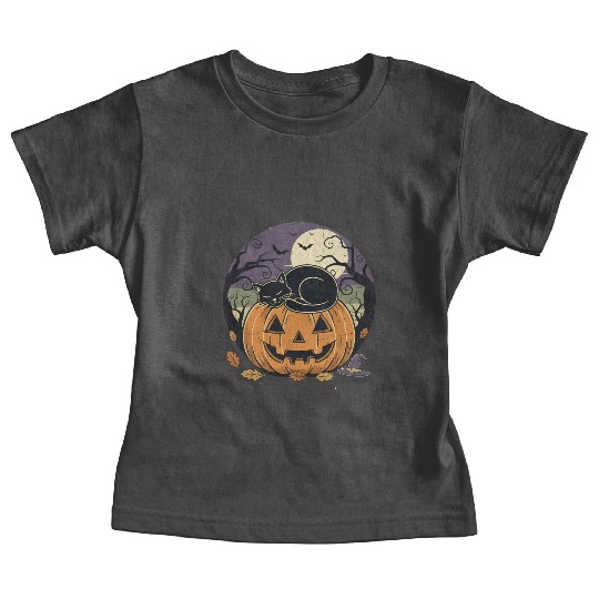 Spooky Cat Nap Pumpkin | Halloween Party Design Baby Tees