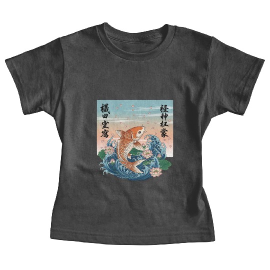 Koi Fish and Lotus Harmony Design Baby Tees