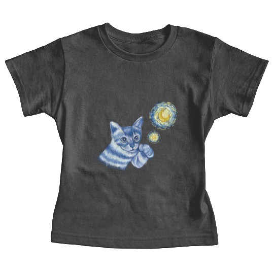 Blue Starry Night British Shorthair Cat Graphic Baby Tees