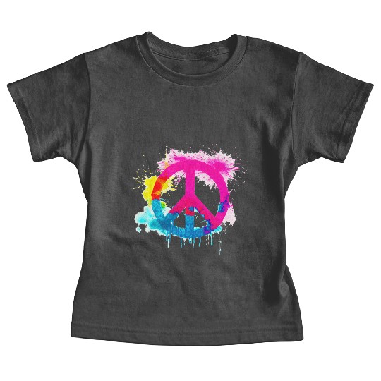 Peace sign neon colors groovy spray paint splatter Baby Tees