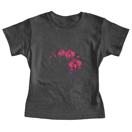Elegant Violet Pink Orchid Flower Branch Design Baby Tees