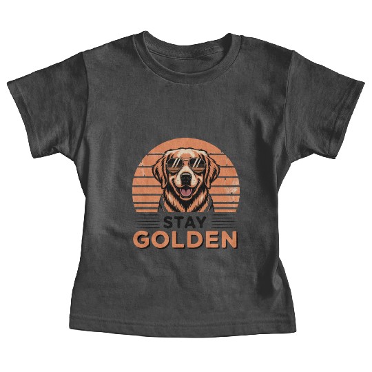 Golden Retriever with Sunglasses Illustration Baby Tees