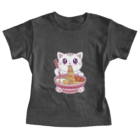 Cute Kawaii Cat Eating Ramen  Baby Tees