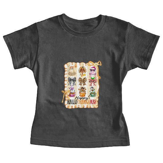Thanksgiving Christmas Happy Hallothanksmas Baby Tees