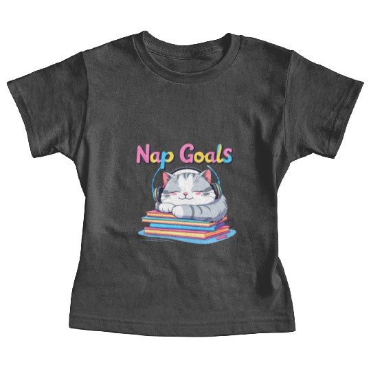 Cute Cat Nap Goals Design Baby Tees