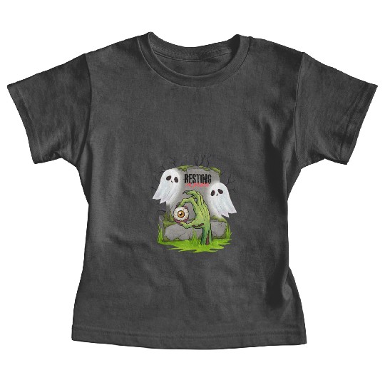 Spooky Graveyard with Ghosts and Eye Baby Tees