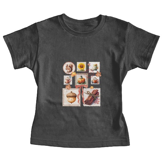 Watercolor Autumn Postage Stamps Fall Vibes Autumn Baby Tees