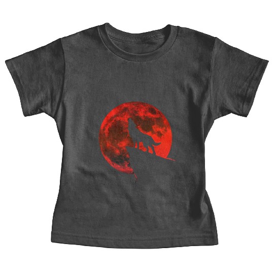 Howling wolf full blood moon space galaxy gift dog Baby Tees