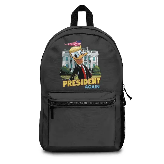 Donald Duck President Again Backpacks, President Election 2024 Backpacks, Funny Disney Backpacks