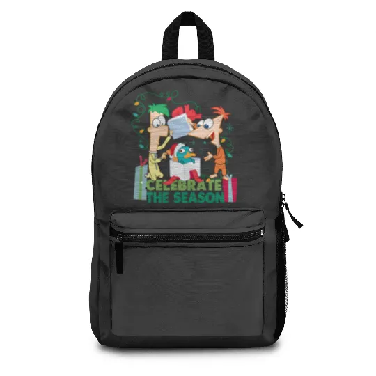 Disney Santa Phineas and Ferb Perry the Platypus Celebrate the Season Christmas Lights Backpacks