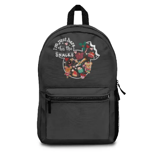 I'm here for the snacks Disney Christmas Backpacks, Disney snacking around the world Epcot center Christmas Backpacks