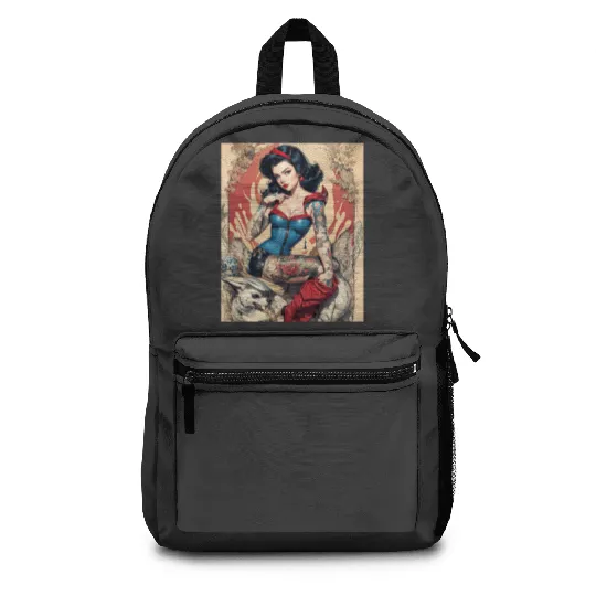 full-body illustration  Snow White in a rebellious pin-up style: Disney princess tattoo Shirt,  Princess tattoo vintage t shirt, Disney princess tattoo Gift Fan S-5XL Backpacks