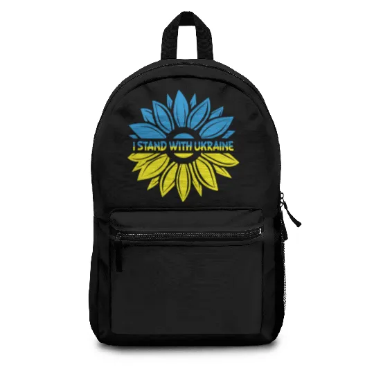 I Stand With Ukraine Sunflower Ukrainian Flag Backpacks