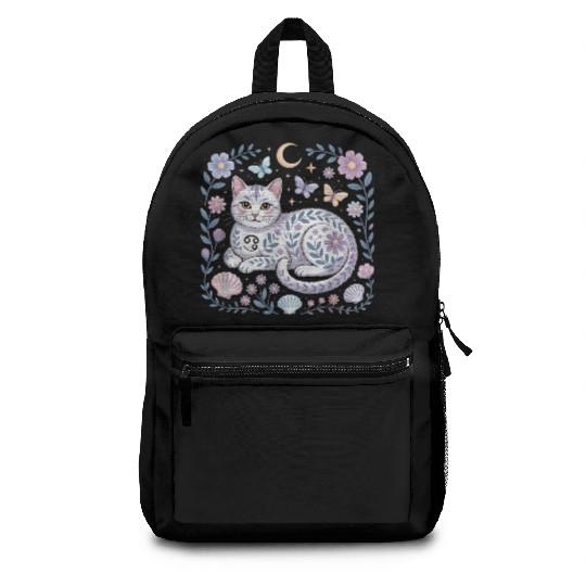 Cancer Zodiac Cat Mystical Art Backpacks