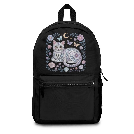 Cancer Zodiac Cat Mystical Art Backpacks