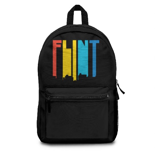 Retro 1970's Style Flint Michigan Skyline Backpacks