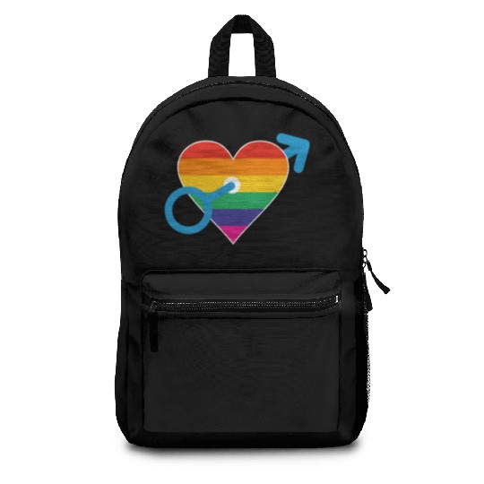 Rainbow heart male Backpacks