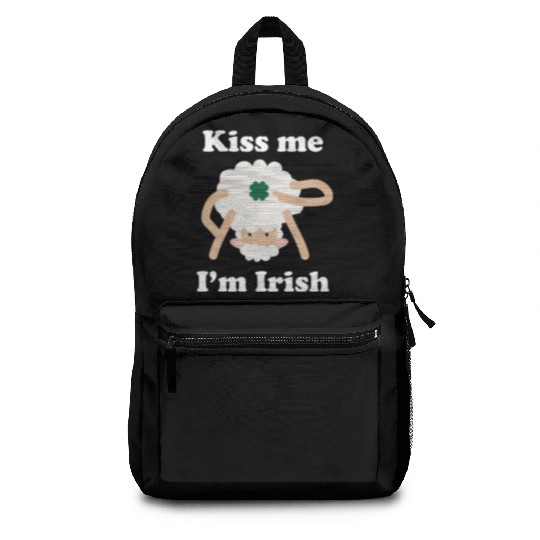 Kiss Me Im Irish Sheep Funny St Patricks Day Pun Backpacks