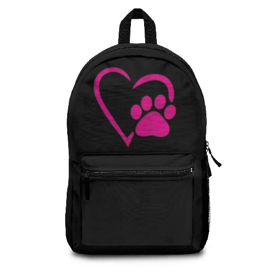 heart dog paw dog mom Backpacks