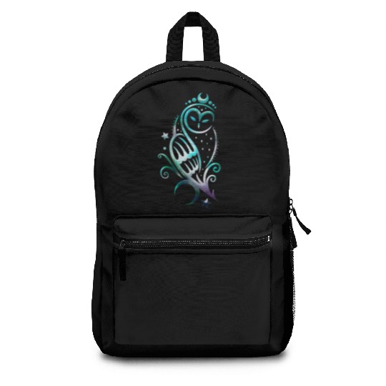 Moon owl with stars, tribal art Backpacks