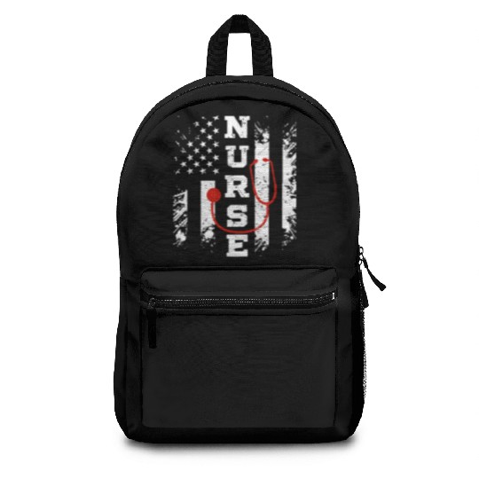 Patriotic Nurse US flag Stethoscope - Nurse Gift Backpacks